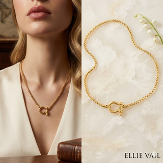 ELLIE VAIL 邁阿密防水珠寶 立體馬蹄項鍊 簡約扣環金色項鍊 Clarkson Shackle