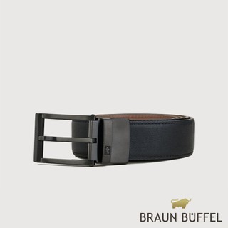 【BRAUN BUFFEL】都會時尚 方頭可旋轉穿針皮帶-鎗色(德國小金牛台灣總代理)/BF26B-WEG059-GUN
