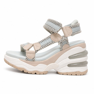 【shoes鞋魔】外貿正品ASH女鞋 26夏季新款坡跟鬆糕底美式氣墊運動女涼鞋 厚底增高小個子魔術貼露趾真皮涼鞋