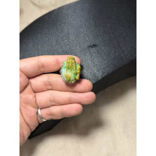 早期老料三彩翡翠龍龜戒指 黃綠俏色立體古獸 招財守護收藏款