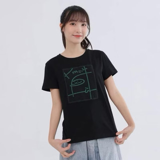a la sha(S) a la sha蕾絲抹茶貼布繡上衣黑