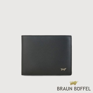 【BRAUN BUFFEL】卡特 8卡中間翻零錢袋短夾-黑色(德國小金牛台灣總代理)/BF585-318-BK