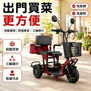 🔥臺灣保固🔥電動三輪車 折疊電動三輪車 三輪車 長輩代步車 買菜車購物車 親子代步 接送孩子老人代步車 輕便摺疊電動車