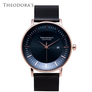 【THEODORA'S】Aurora 太陽能金屬手錶 簡約湖水綠-米蘭黑【希奧朵拉】