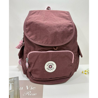 公司貨附發票Kipling 紅豆沙拼粉色掀蓋束口後背包City Pack S KPK15635Z0010