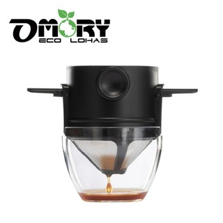 【OMORY】一鍵收折/雙層不鏽鋼濾網耳掛式濾杯(附杯座) 無logo款