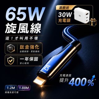 TW現貨 65W 旋風線 PD 編織快充線 充電線 快充線 TypeC 傳輸線 蘋果充電線 三星 小米充電線 安卓充電線
