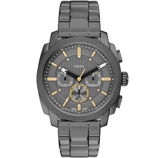 FOSSIL Machine 金明洙(L)配戴款 工業風三眼計時手錶-槍灰/44mm FS6160 開學季禮物