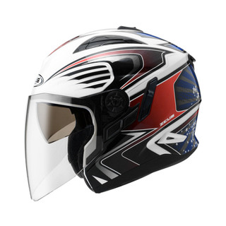 ZEUS ZS613B 彩繪 AJ2 白/藍 四分之三罩安全帽 3/4罩 可加裝下巴支架鴨舌 ZS-613B 內墨鏡