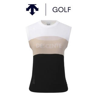 【DESCENTE】GOLF 迪桑特 JACQUARD PULLOVER VEST 女士 高爾夫背心 白色