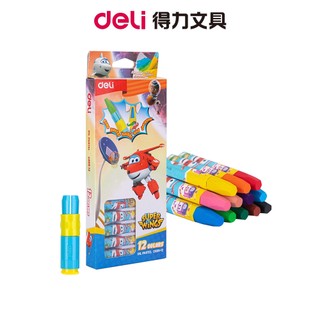 【Deli得力】Super Wings蠟筆12色/C00912【超商及蝦皮店到店 限購20盒】｜畫畫 繪畫 兒童文具