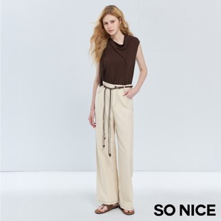 SO NICE 率性天絲混紡麻落地寬褲｜都會時尚女裝【29642005】
