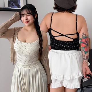 LULUS/PLUS/中大尺碼/軟Q波點交叉罩杯BATOP背心３色【A01260495】260715