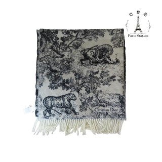 【巴黎站二手名牌專賣店】＊現貨＊Christian Dior 迪奧真品＊茹伊叢林法式印花圖騰 圍巾
