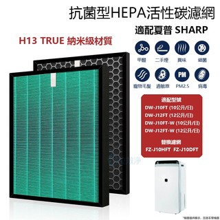 【台灣現貨】適用Sharp夏普抗菌型DW-J10FT-W DW-J12FT-W清淨除濕機HEPA濾網心FZ-J10HFT