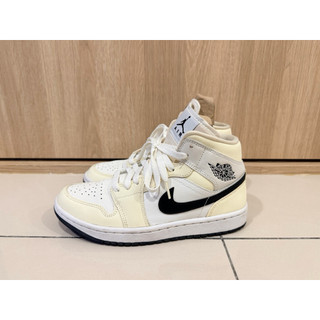 二手Nike Air Jordan 1 Mid Coconut Milk 奶油白皮革