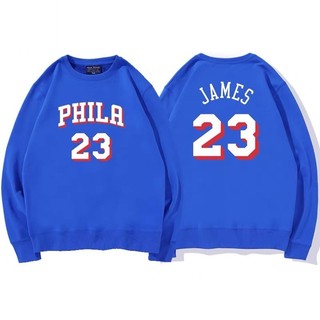 💖詹皇LeBron James詹姆士詹姆斯長袖純棉T恤上衛衣💖NBA球衣76人七六人湖人隊運動圓領棉T男籃球衣服飾A37