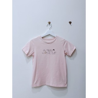 GIORDANO Junior 淡粉色貓咪插畫短袖 T-shirt