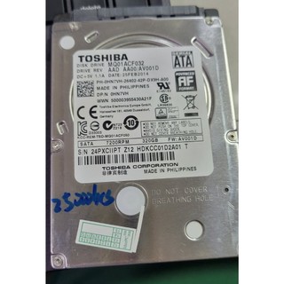 中古良品Toshiba 7mm薄型 320GBGB 2.5吋 硬碟( MQ01ACF032 ) 7200轉 250元
