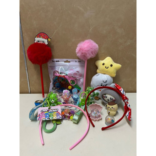 二手+全新 （全部一起賣） 女童髮箍毛球原子筆Care Bears愛心熊雙子星鑰匙圈串珠兒童安全剪刀吉伊卡哇毛絨娃娃玩具