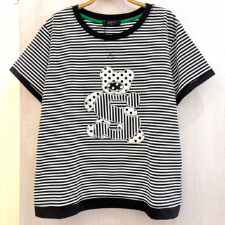 【 歐佳麗服飾 】JIANI佳妮 童趣點點條紋 細緻刺繡 泰迪熊 純棉 上衣 /大尺碼 設計師專櫃女裝