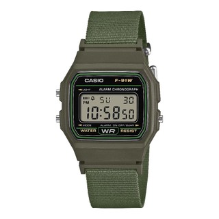 CASIO卡西歐 F-91WF-3A 經典輕薄簡約電子錶 /綠色 35.2mm
