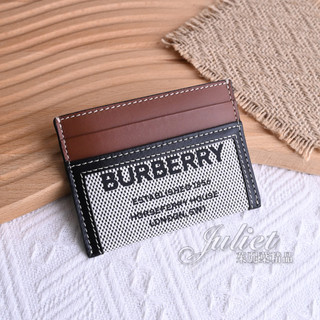 【茱麗葉精品】BURBERRY 8039547 SANDON 棉麻拼接牛皮證件卡夾.咖邊 現貨在台