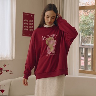WAVE SHINE-WS品牌招財貓印花大學T-女【K5LS037】