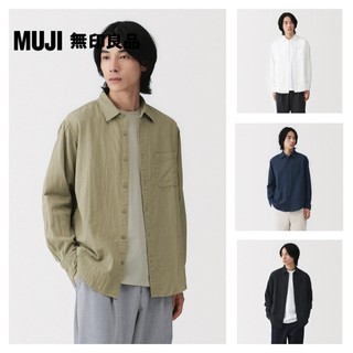 【MUJI 無印良品】男吉貝木棉混二重紗織長袖襯衫