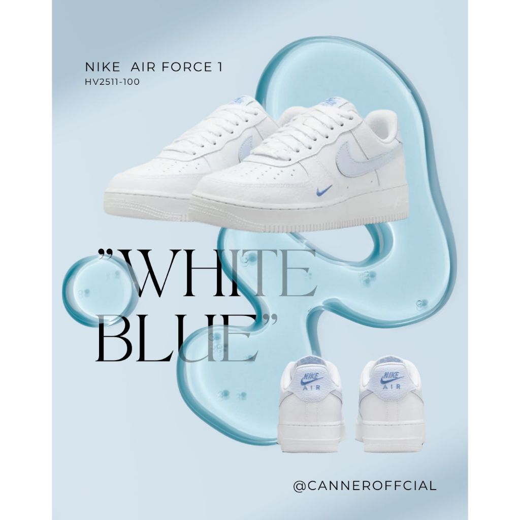 Nike Air Force 1 Low W "White Blue" 白淺藍 迷你勾 女鞋 HV2511-100
