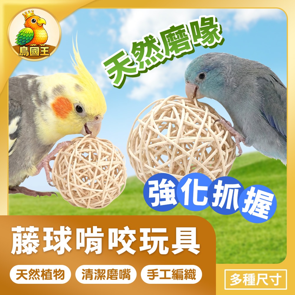 【鳥國王】藤編啃咬球 鳥用編織啃咬球 草編藤球 鳥籠啃咬玩具 鸚鵡啃咬藤球 鳥玩具 鳥籠配件 鸚鵡用品 鳥用品