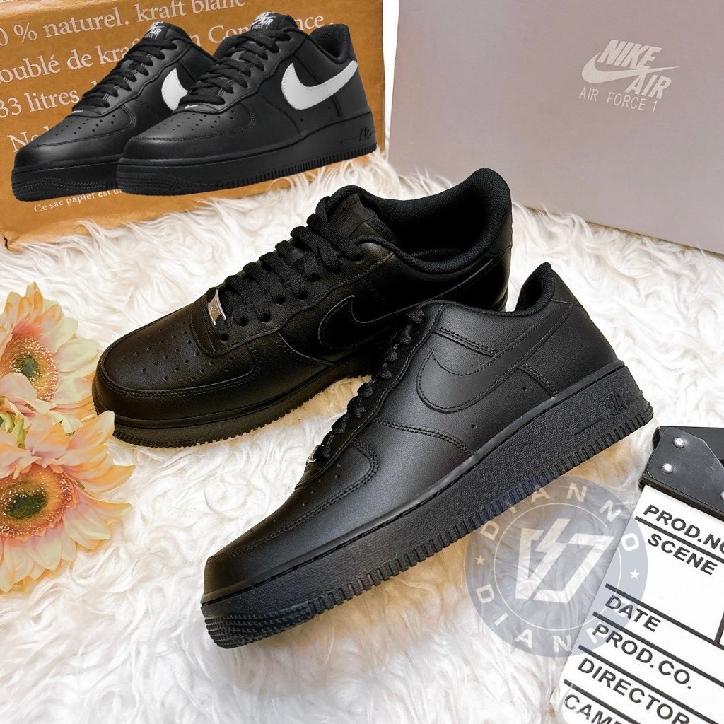 實體店-NIKE AIR FORCE1 07 黑色 全黑 AF1 情侶款 315122 314192-009 黑白 黑魂