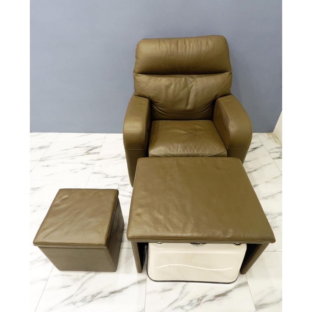 桃園二手家具 推薦 ★ 半牛皮 泡腳椅組 足浴 腳底按摩 按摩沙龍 含泡腳缸 台北 新北 中壢 二手家具【避風港】