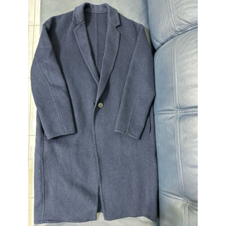 Uniqlo 深藍長版羊毛大衣 S