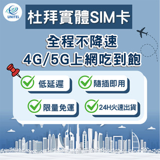 【優一電訊】杜拜 SIM卡 上網絡卡 網絡卡 不降速喫到飽 即插即用 阿聯酋 阿布達比 沙迦 旅遊 自由行推薦 熱點分享