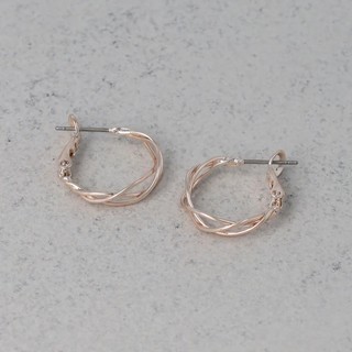 【現貨】耳環 圈式 玫瑰銀 Rose Silver 曲線 扭結 編織 純鈦耳針 日本飾品 OSEWAYA