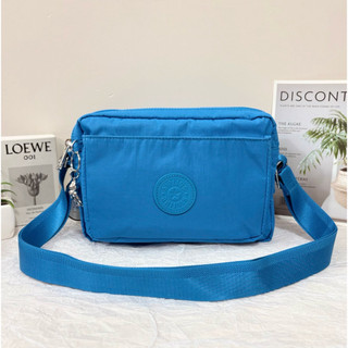 公司貨 附發票Kipling 晴空藍多前袋側肩包-ALBENA M KPKI6847ST210