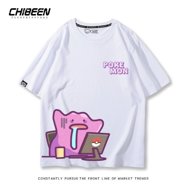 台灣熱賣🔥純棉高品質🔥寶可夢百變怪呆呆獸可達鴨t恤大碼短袖情侶裝日系上衣韓系上衣寬鬆可愛短袖t恤卡通印花ins風美式上衣