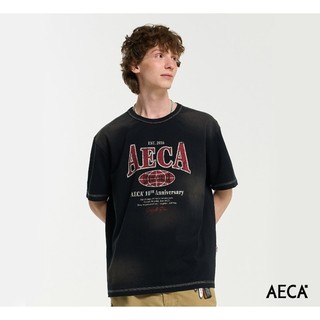 GOODFORIT / 韓國AECA White Heritage Globe Logo 洗舊裂紋復古短袖上衣/兩色