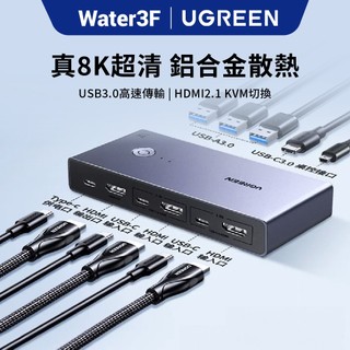 綠聯 HDMI KVM切換器 2進1出 USB-C供電 8K60Hz 一鍵切換 鍵盤滑鼠共享 雙電腦切換 現貨 一年保固