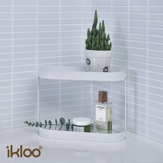 【ikloo】雙層衛浴用品架/瓶罐收納架-2色可選 (鐵製 MIT)