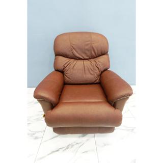 臺北二手傢俱 推薦 ★【La-Z-Boy】手動搖椅 單人沙發 半牛皮 酒紅色 桃園 臺北 新北 二手傢俱【避風港】