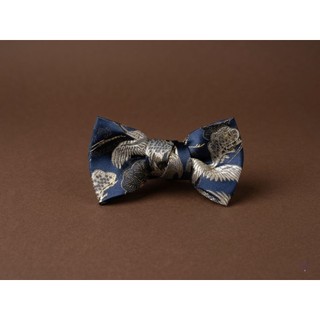 【巴特先生】銀飛鶴 交叉式手工領帶 深藍 雅痞酷帥 高級緹花 handmade Bow ties 高雅百搭