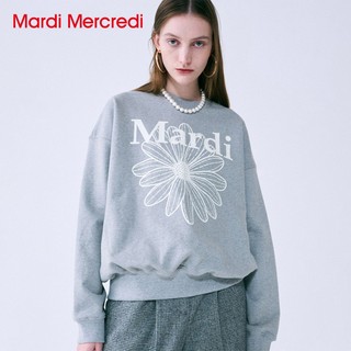 MARDI MERCREDI 印花大學TEE 灰色 經典小雛菊 白花 純棉 SWEATSHIRT