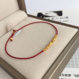 碎銀紅繩手鍊女 極細紅繩手鍊 碎銀子手鍊 好運手鍊 碎銀手鍊 紅繩手鍊 平安順遂
