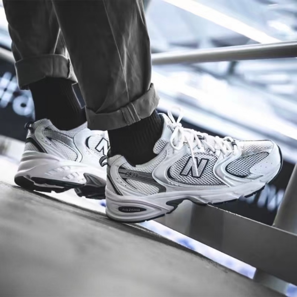 🚀選潮 New Balance NB 530 經典複古 網布織物 減震透氣 跑步鞋 老爹鞋 男女同款 白銀色