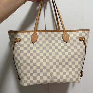 LV NEVERFULL MM 白棋盤格 芭蕾粉色 N40603 二手
