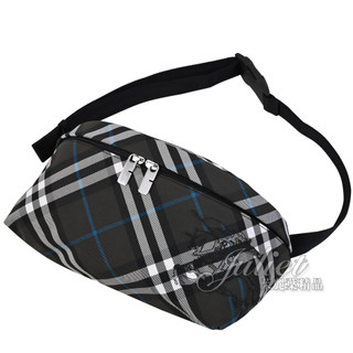 【茱麗葉精品】BURBERRY 8102272 經典格紋戰馬徽標胸口包/腰包.黑 現貨在台