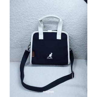 KANGOL PANTS 藍色 英國 休閒 輕量 拉鍊 可調節 手提包 吐司包 小方包 側背包【6625170580】