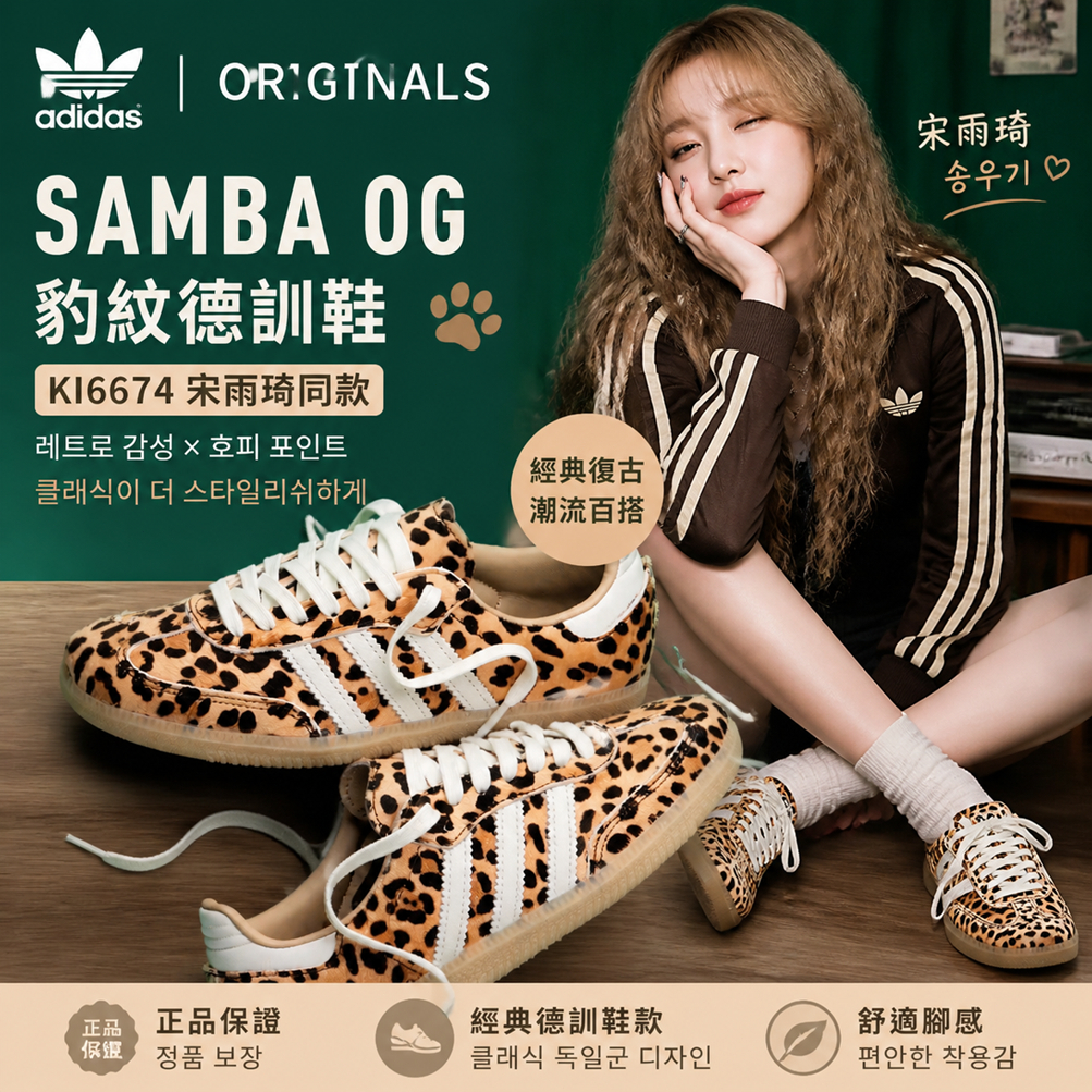 🎯輕氧 adidas originals SAMBA OG 豹紋  德訓鞋 男女款 宋雨琦同款 KI6674